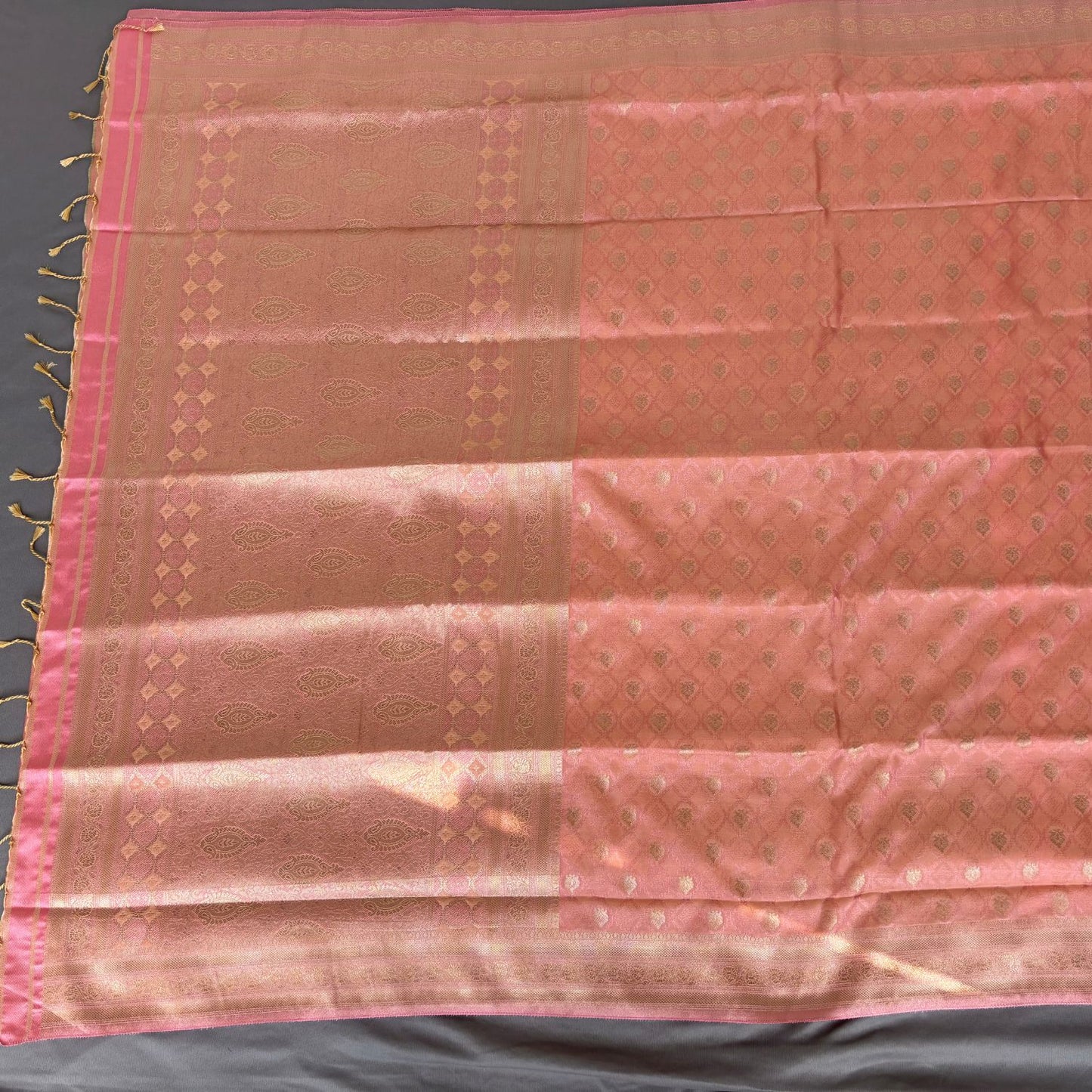 Baby pink small ethnic motif Soft Silk  Saree