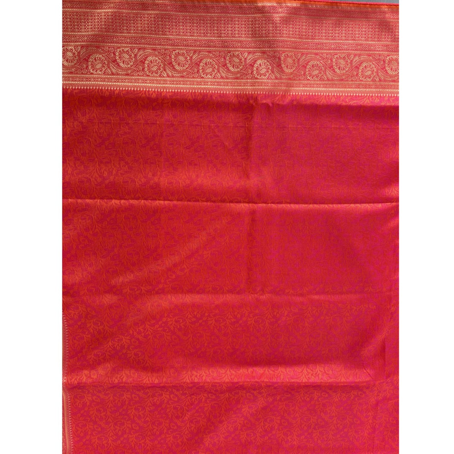 Pink-Orange Floral jal Soft Silk Saree