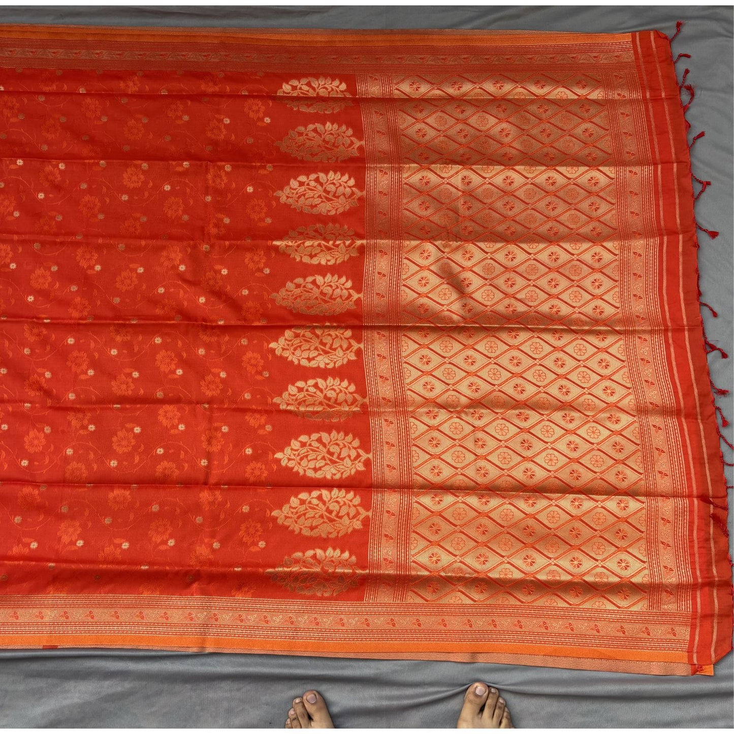 Orange 1000 Butta Silk Saree