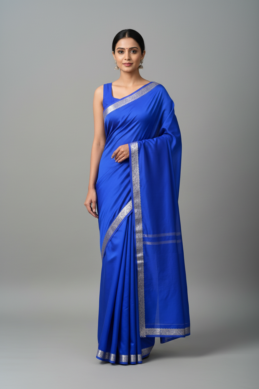 Royal Blue Crepe Silk Saree