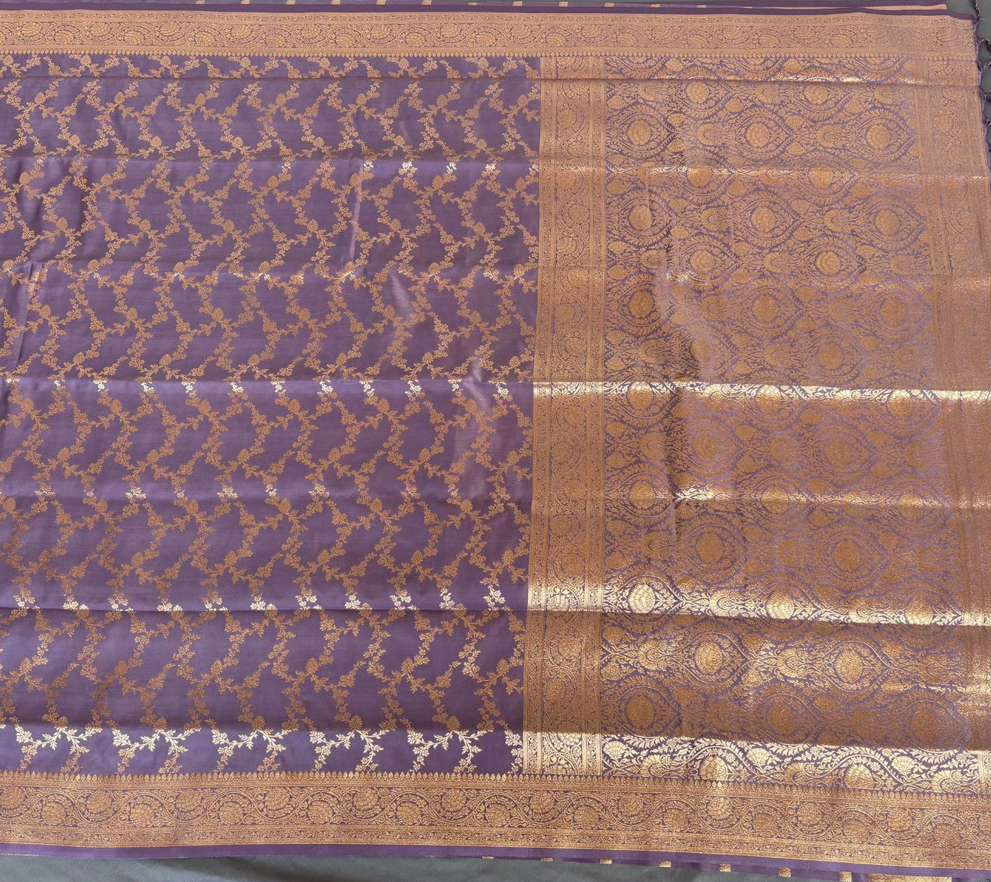 Lavender Rich Sheen Floral Jal Silk Saree