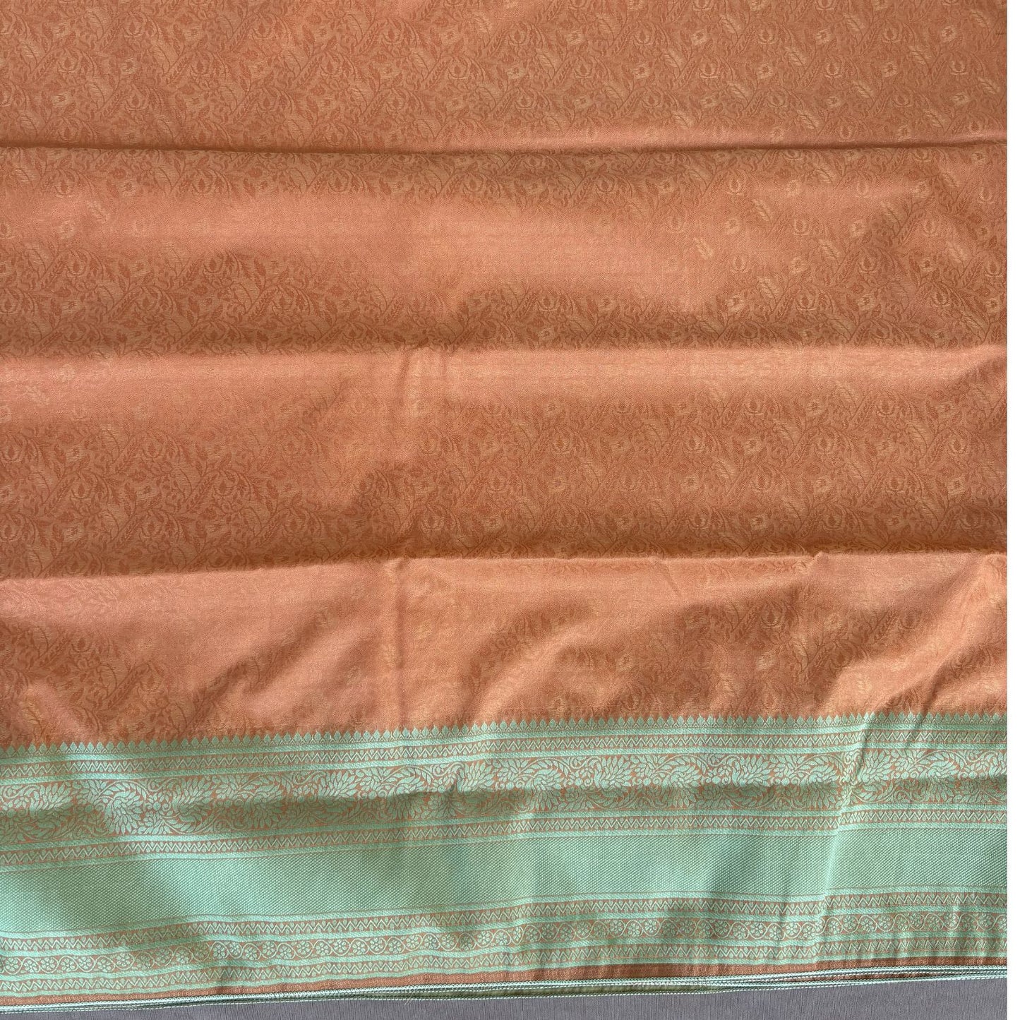 Onion Brown and Pista Green floral jal Soft Silk Saree