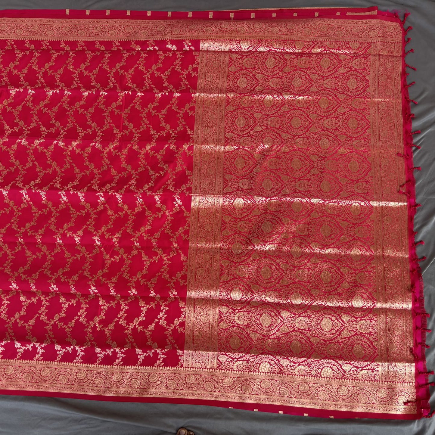Red Floral Jal Silk Saree