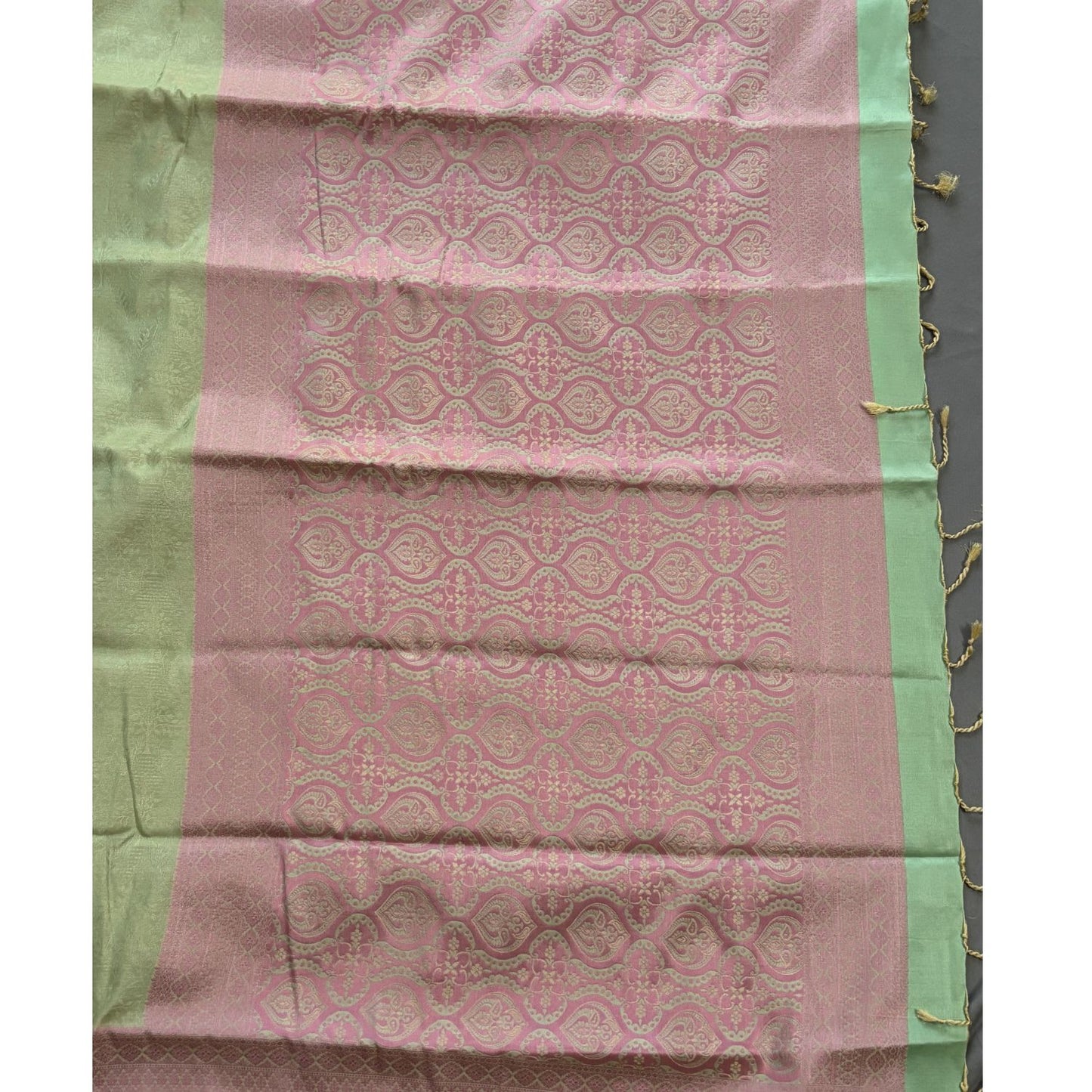 Pista Green floral jal Soft Silk Saree