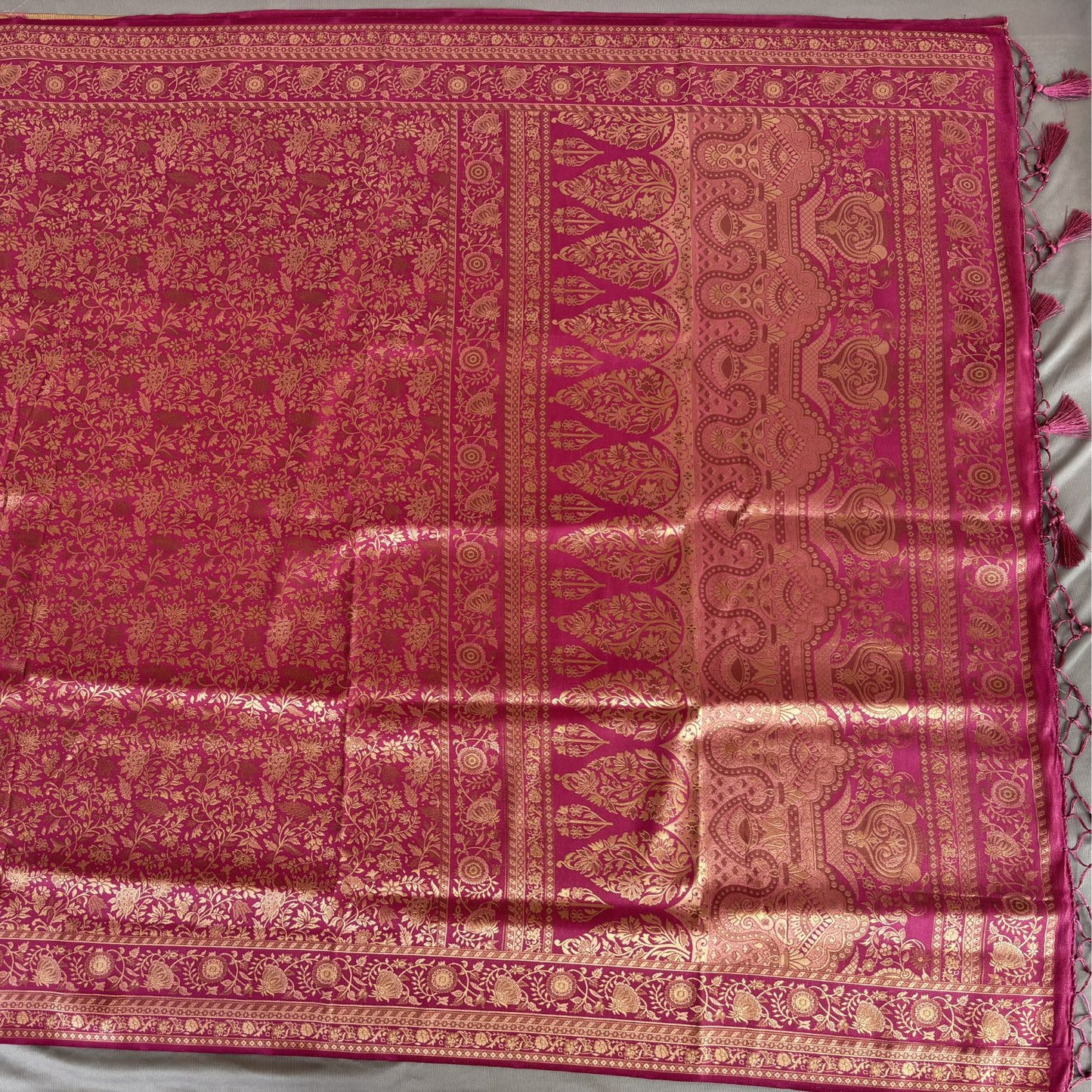 Dark Pink  benarasi soft silk saree