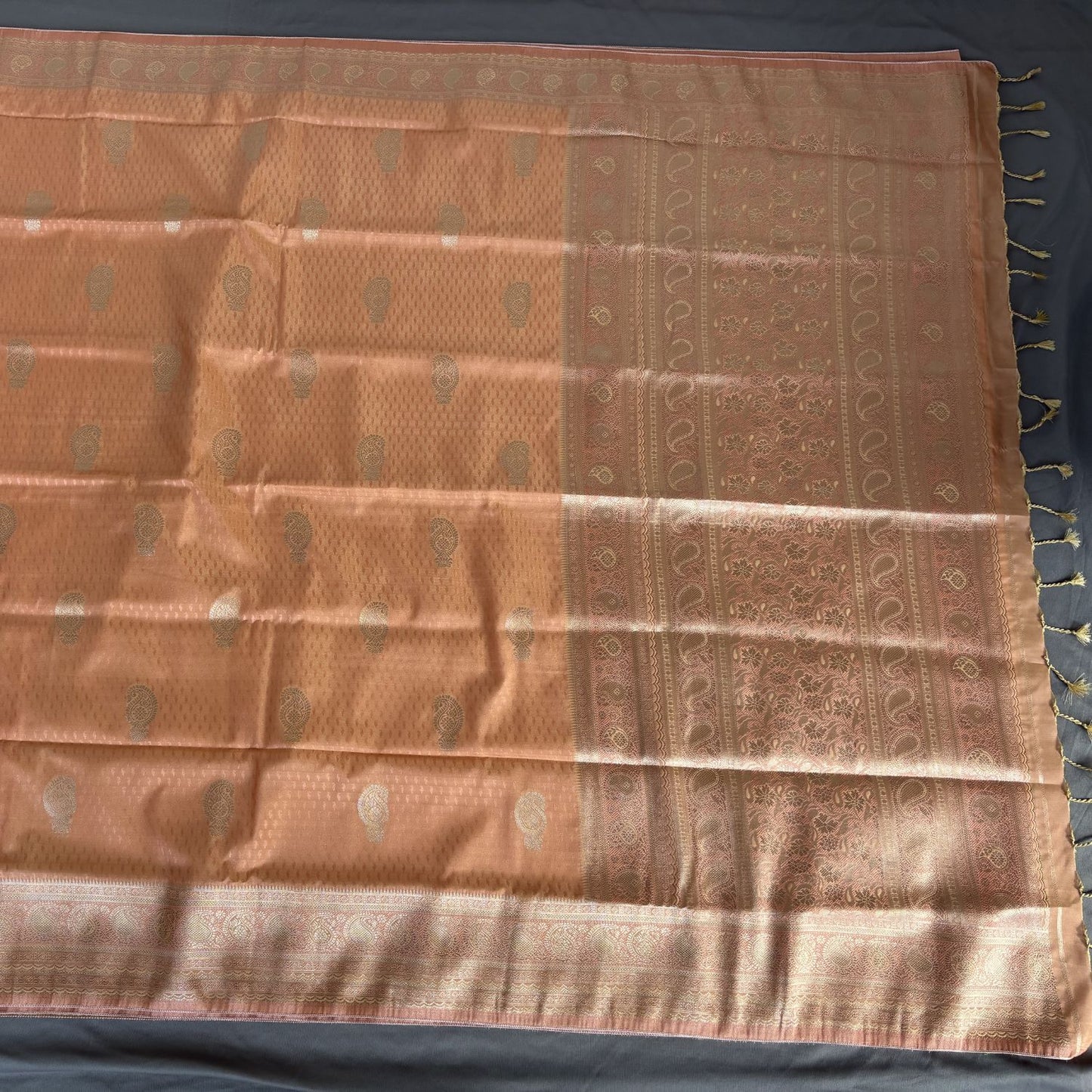 Peach ethnic motif Soft Silk Saree