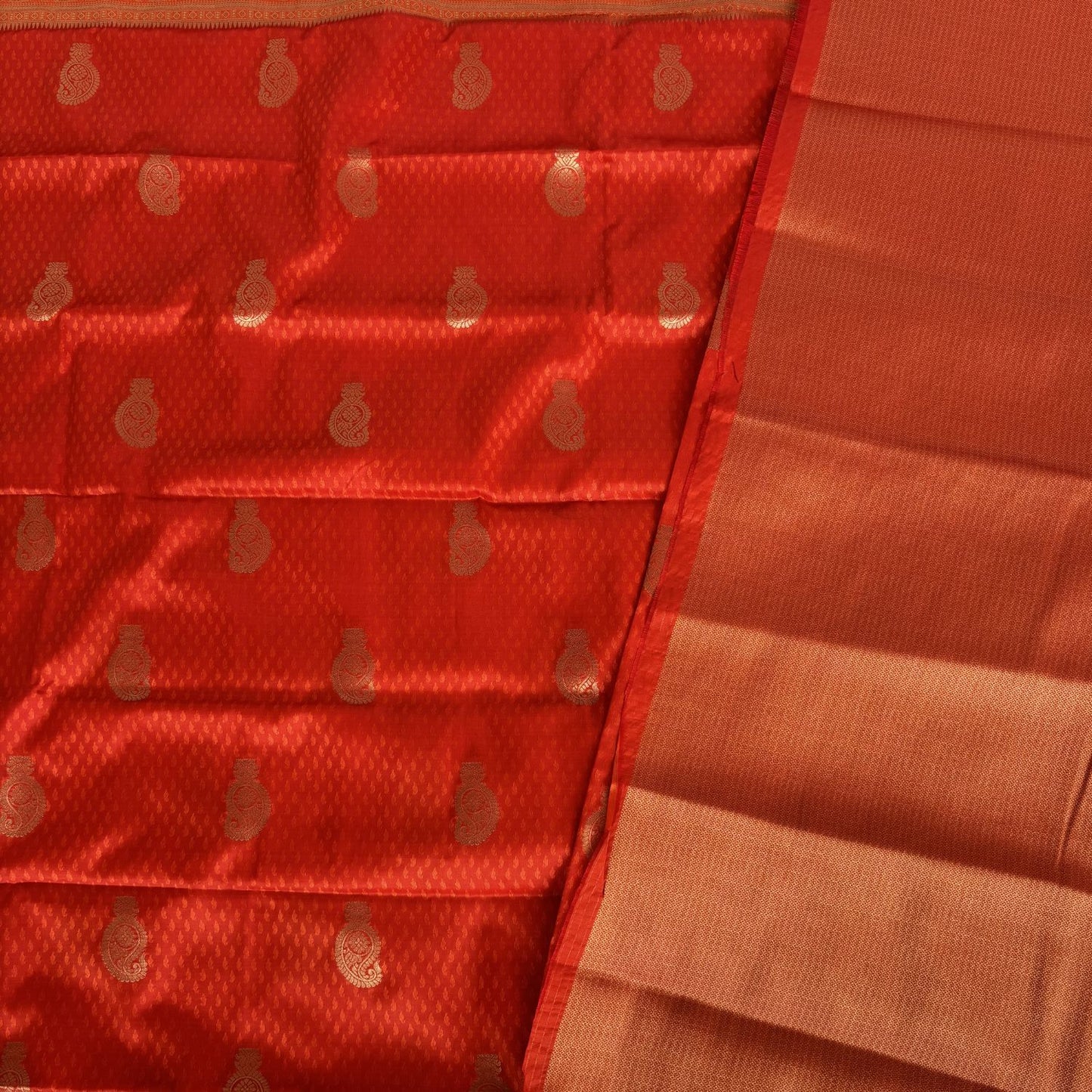 Orange ethnic motif Soft Silk Saree