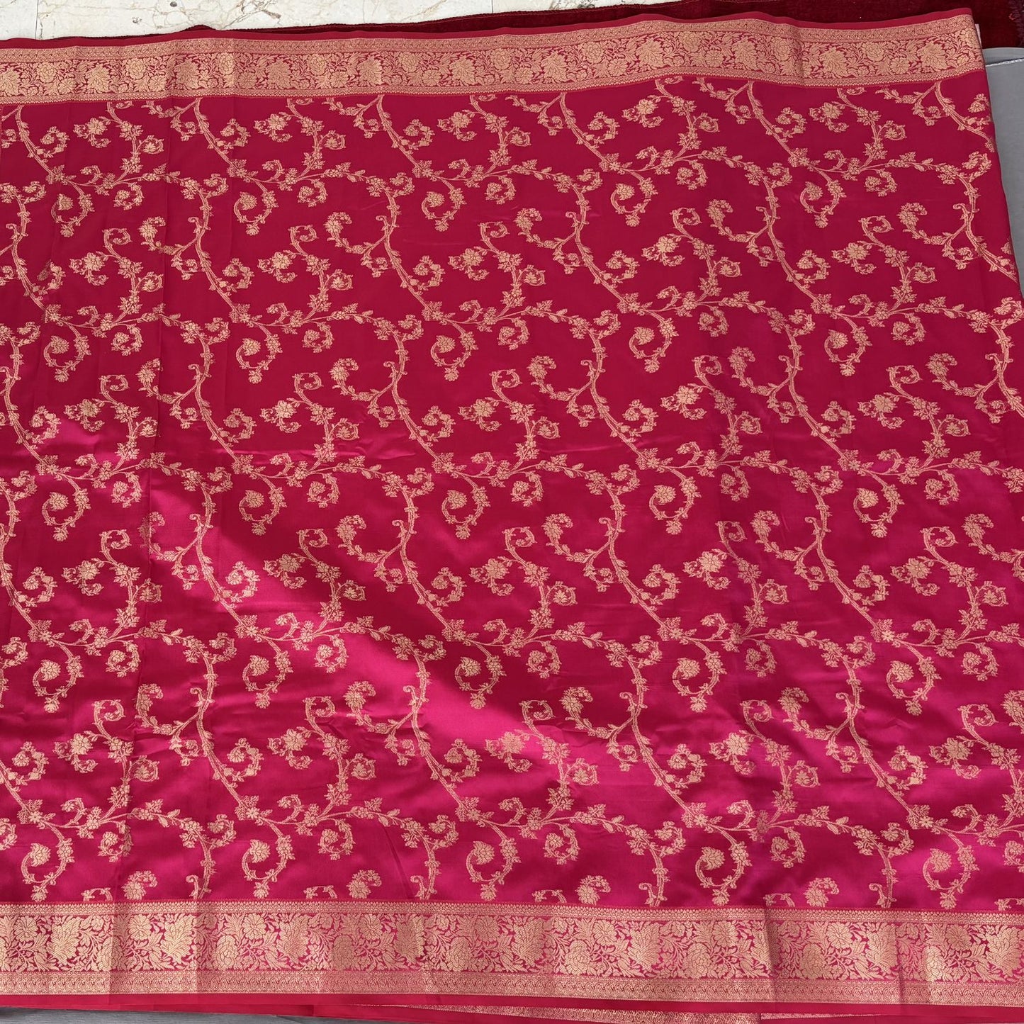 Pink Kanjeevaram floral Silk Saree