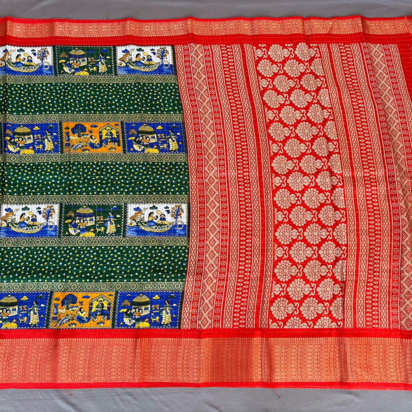 Dark Green Dola Silk Saree