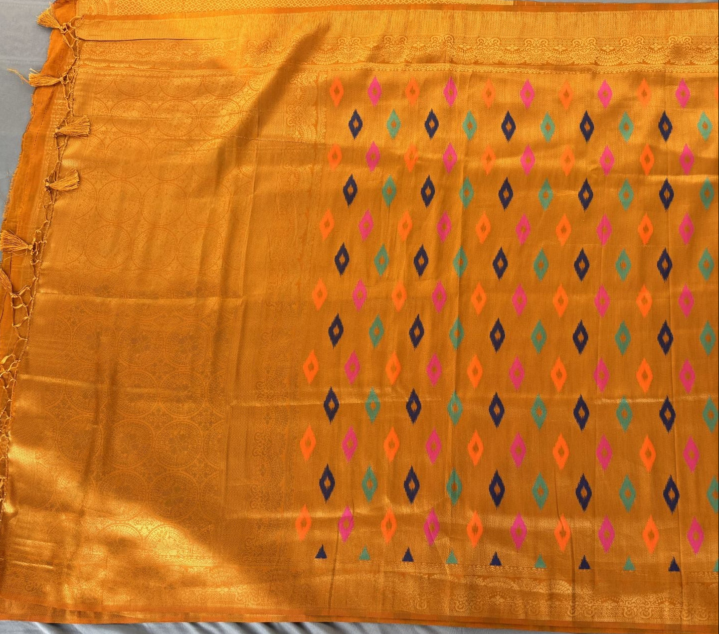 Orange  benarasi Butta soft silk saree