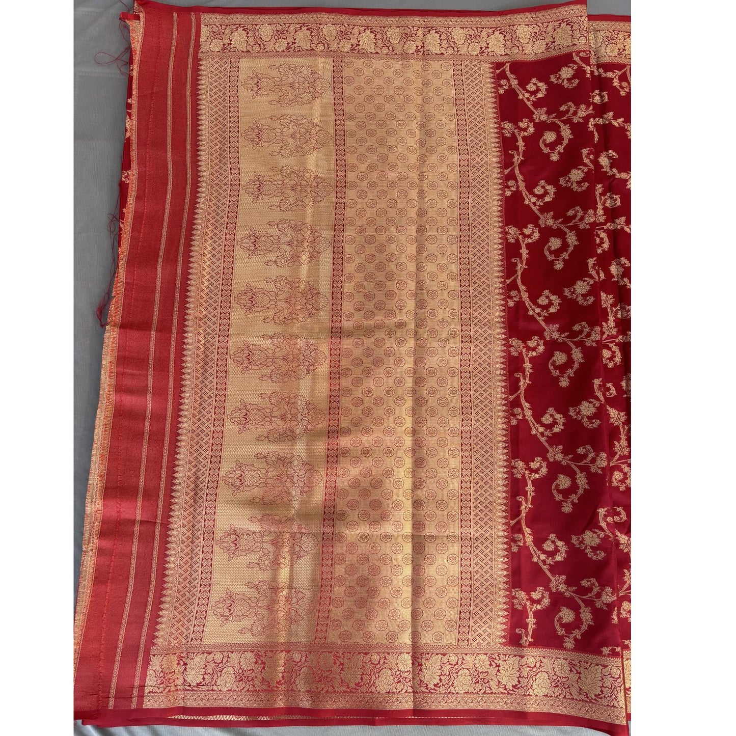 Red Kanjeevaram floral Silk Saree