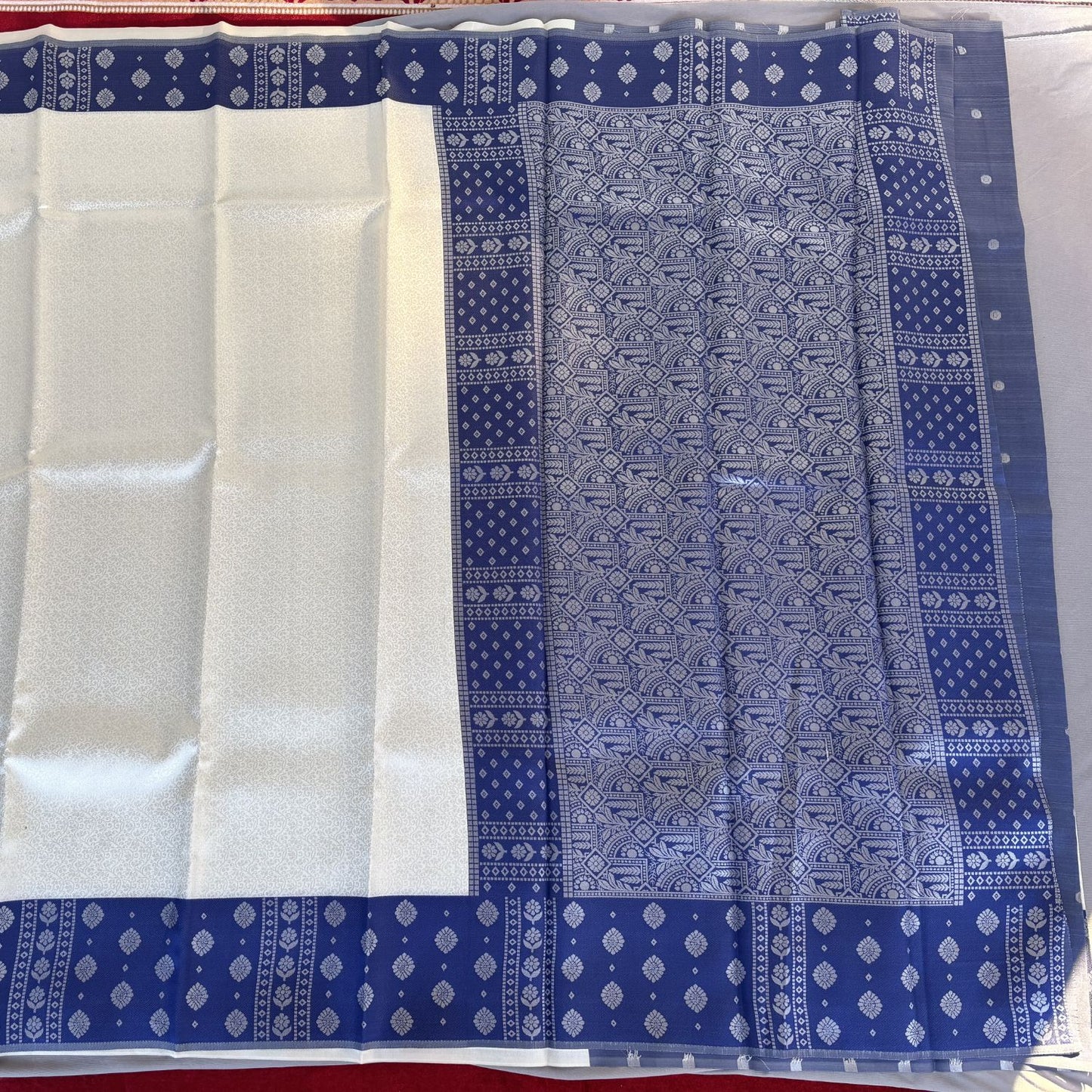 Ivory Kanjeevaram Silk Saree