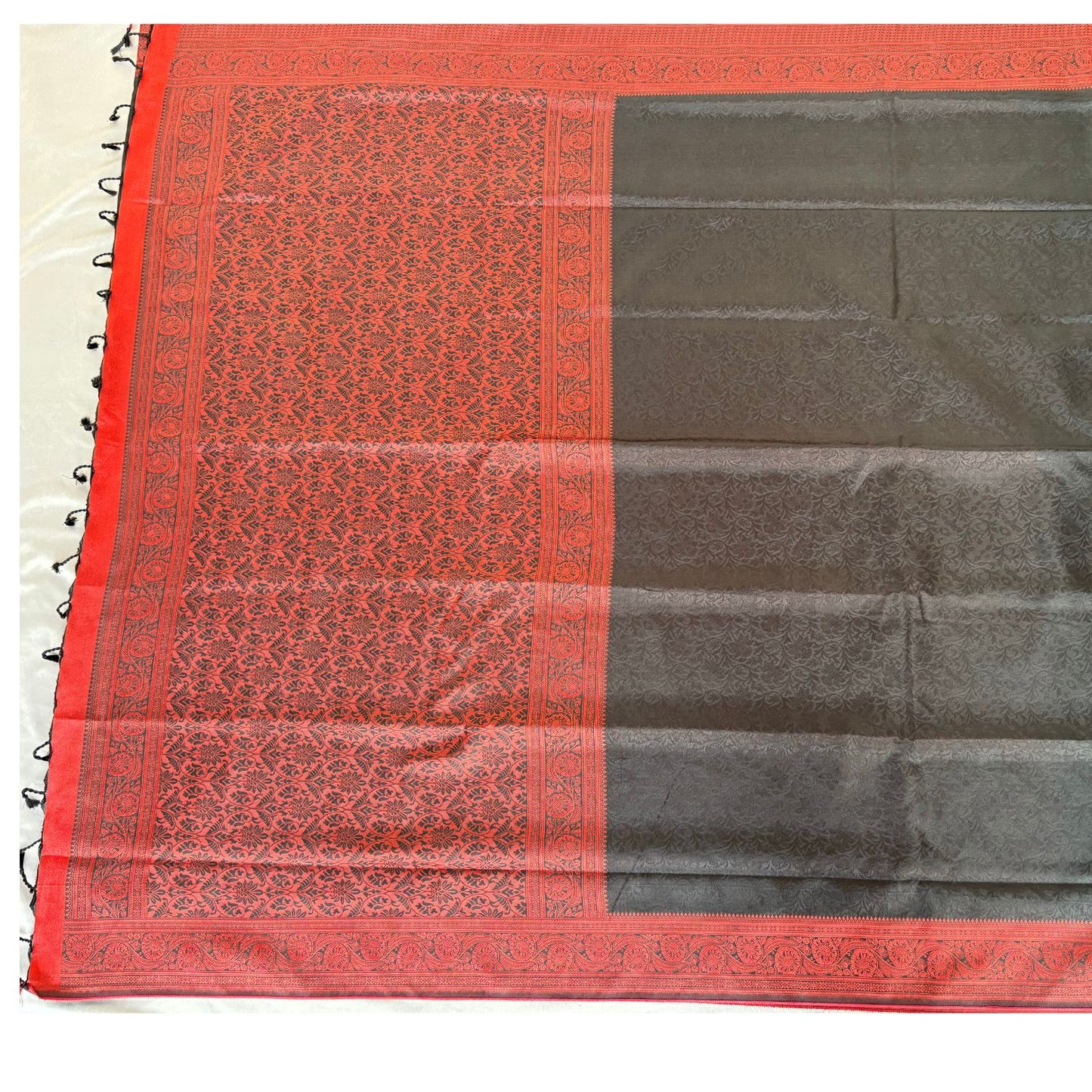 Black  floral jal Soft Silk Saree