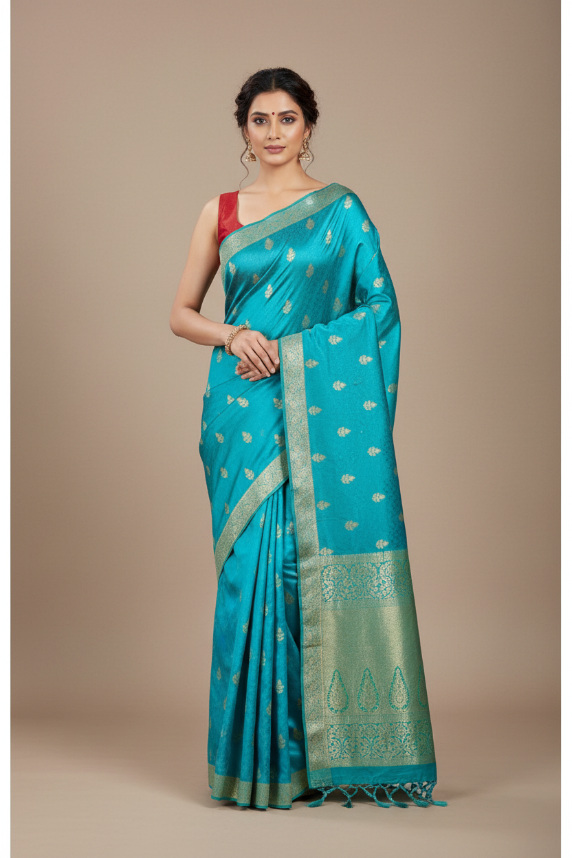 Sky Blue benarasi soft silk saree
