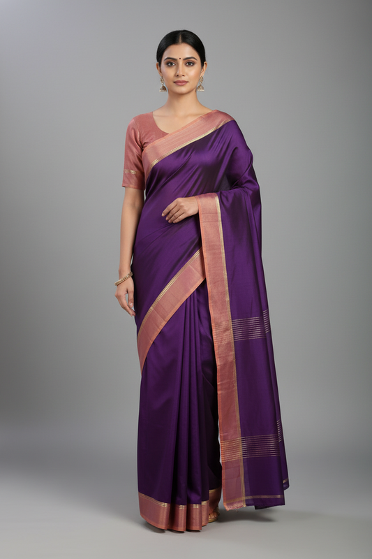Violet Semi Silk Saree