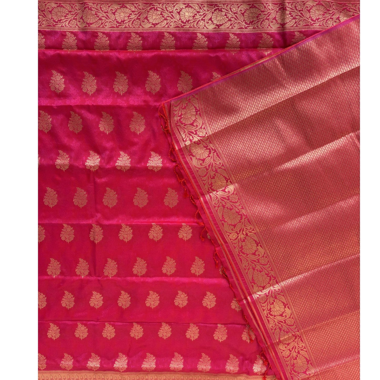 Pink ethnic Leaf motif Soft Silk Saree
