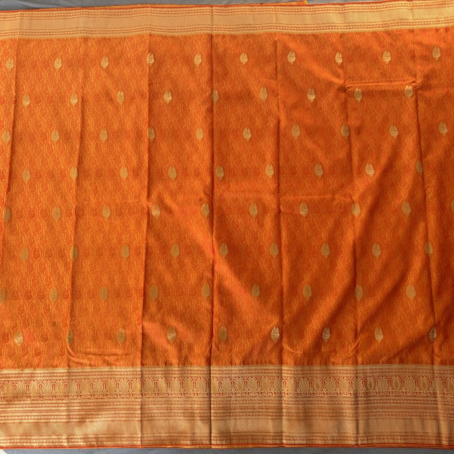 Orange bird motif Silk Saree