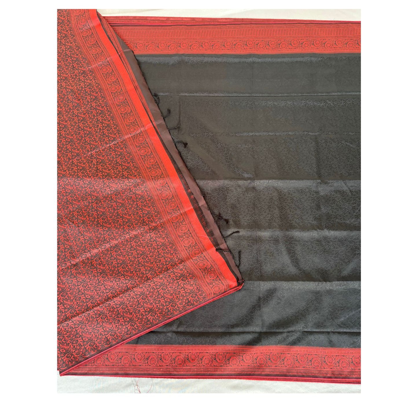 Black  floral jal Soft Silk Saree