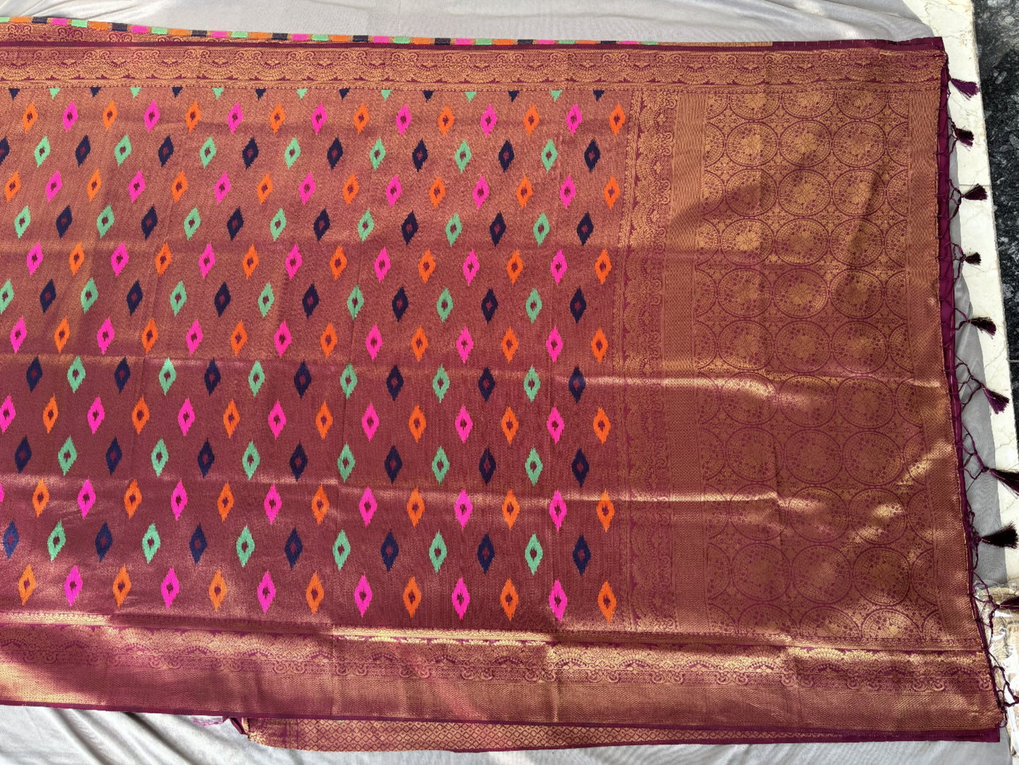 Deep Maroon  benarasi soft silk saree