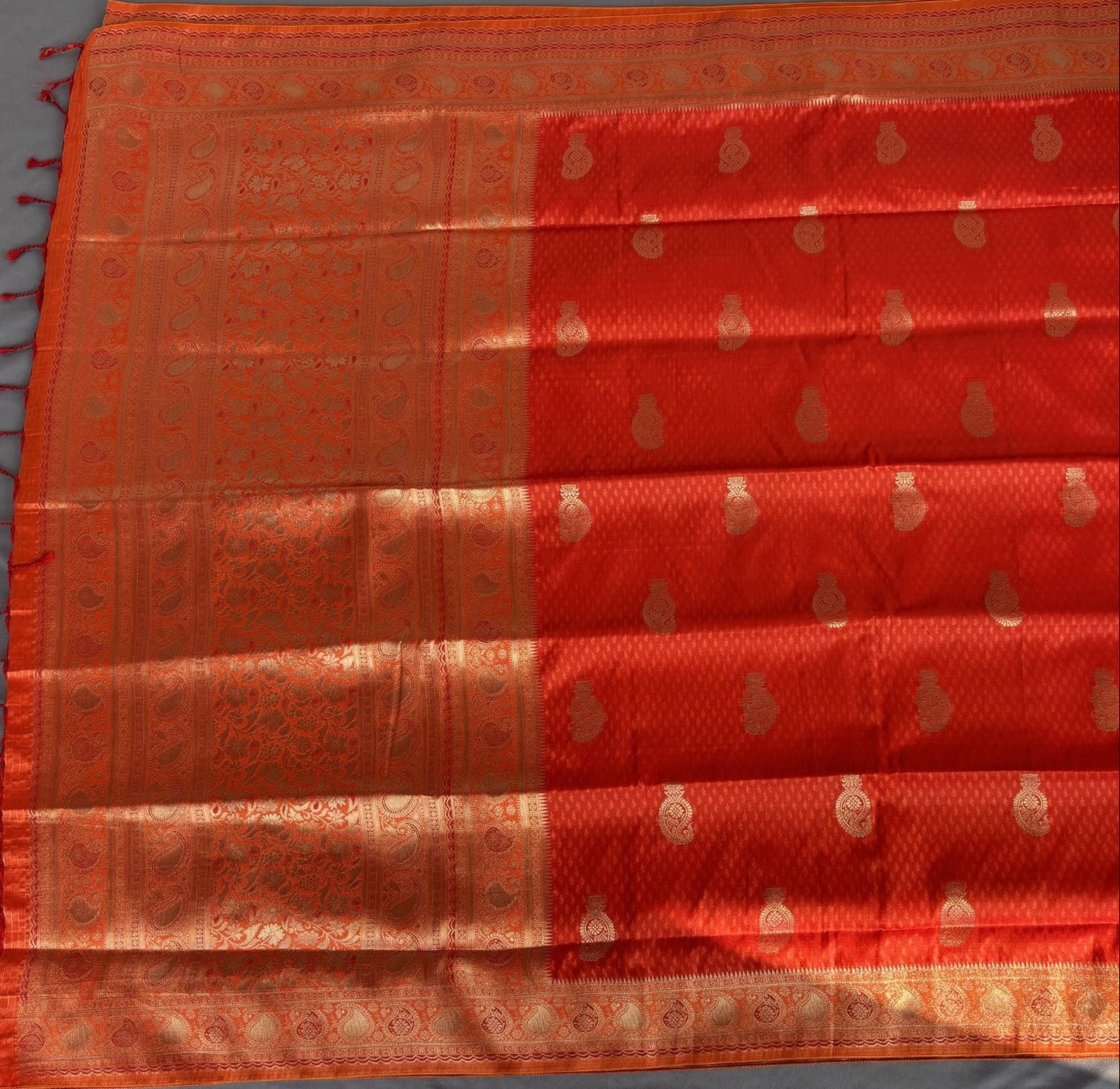 Orange ethnic motif Soft Silk Saree