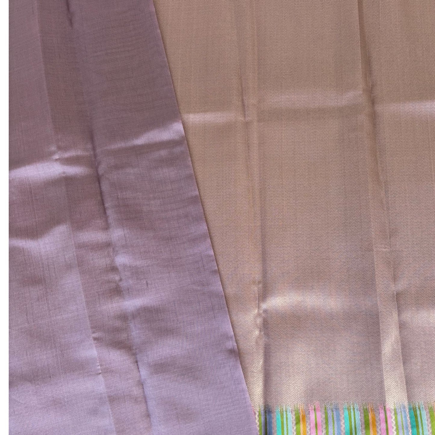 Lilac with Rainbow border  Kanjeevaram Silk Saree