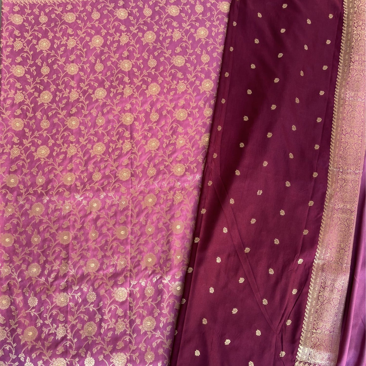 Purple benarasi soft silk saree