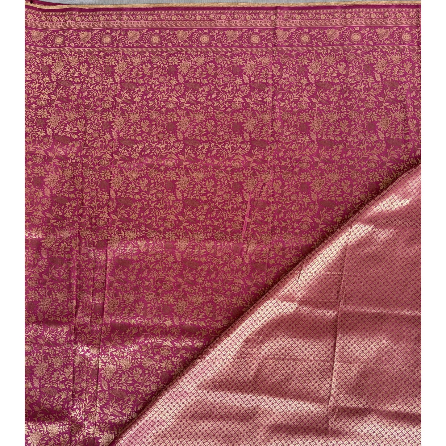 Dark Pink  benarasi soft silk saree