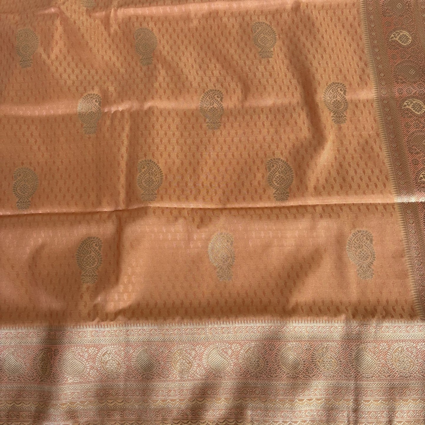 Peach ethnic motif Soft Silk Saree