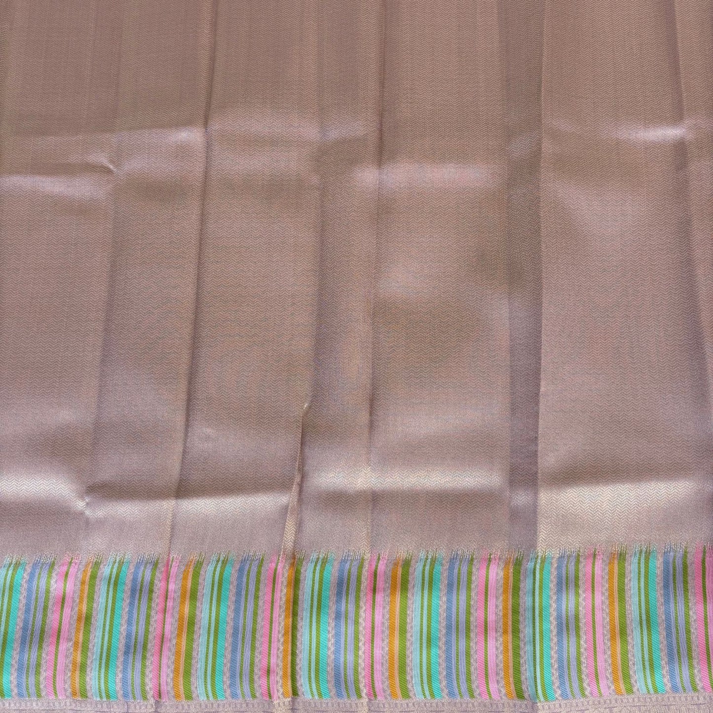 Lilac with Rainbow border  Kanjeevaram Silk Saree