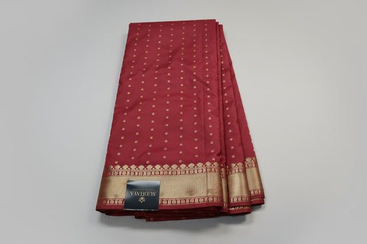maroon Silk Butta Raw Silk Saree
