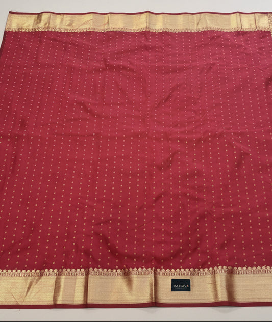 maroon Silk Butta Raw Silk Saree