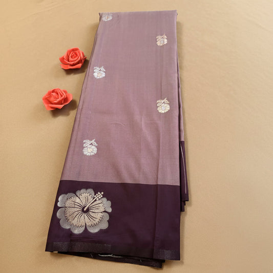 mauve floral Motif Semi Soft Silk Saree