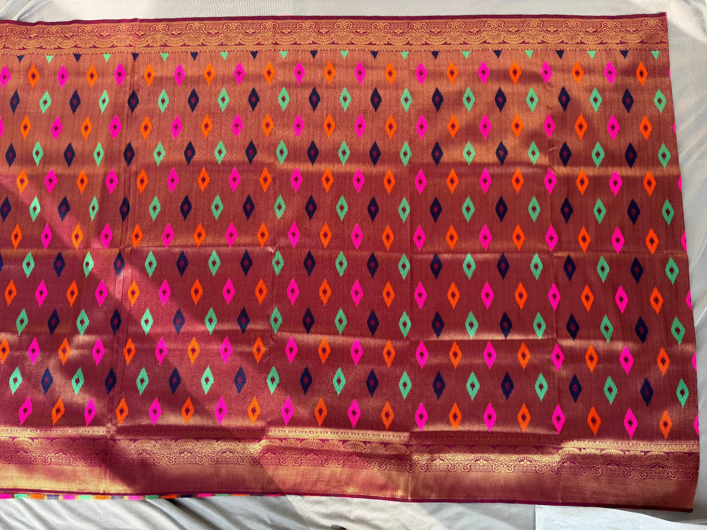 Deep Maroon  benarasi soft silk saree