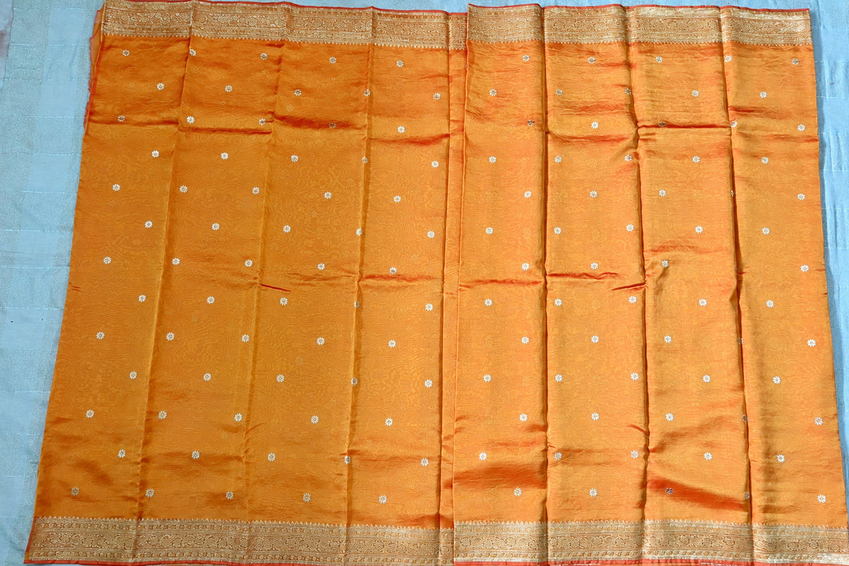 Orange Kora Silk Saree