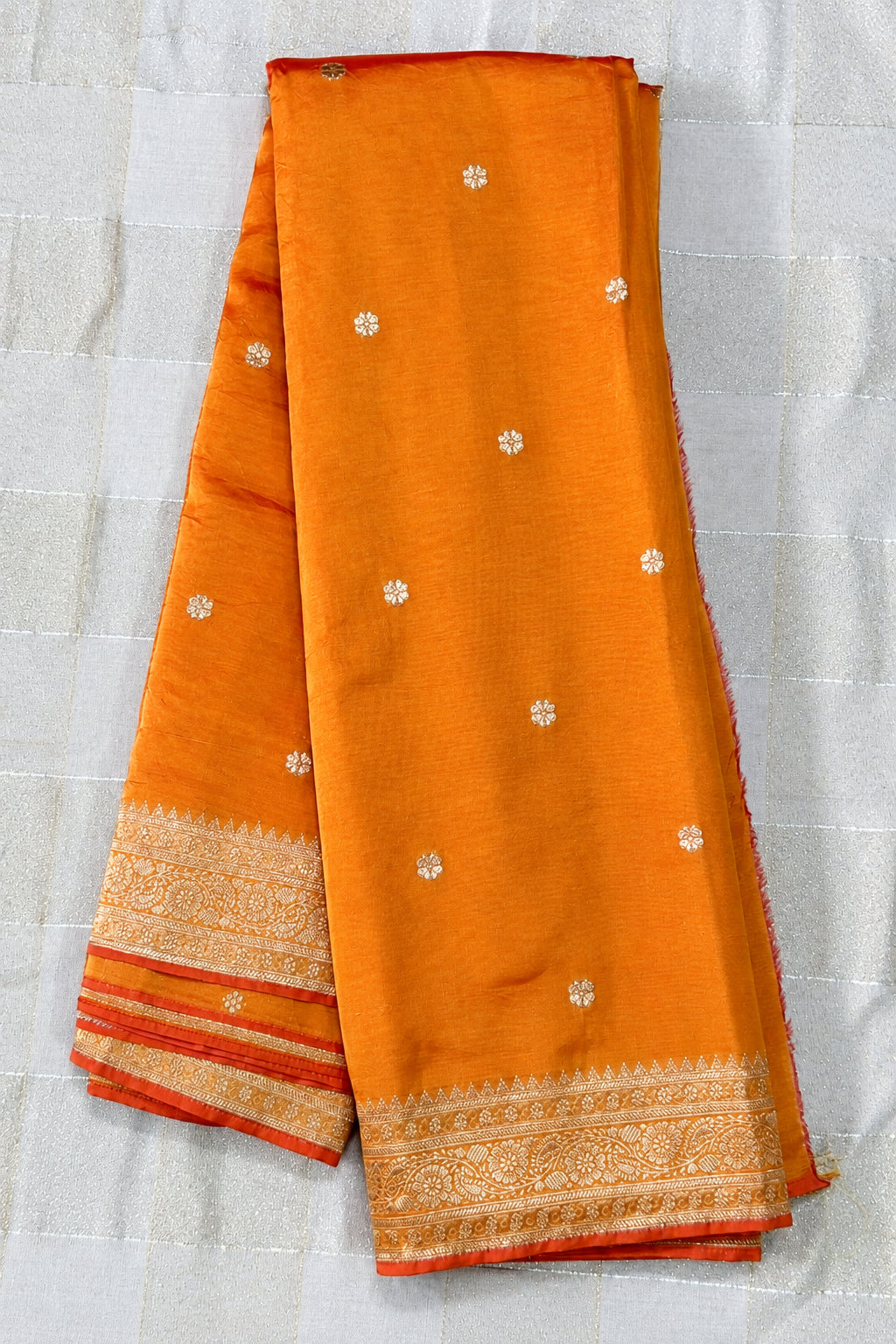 Orange Kora Silk Saree