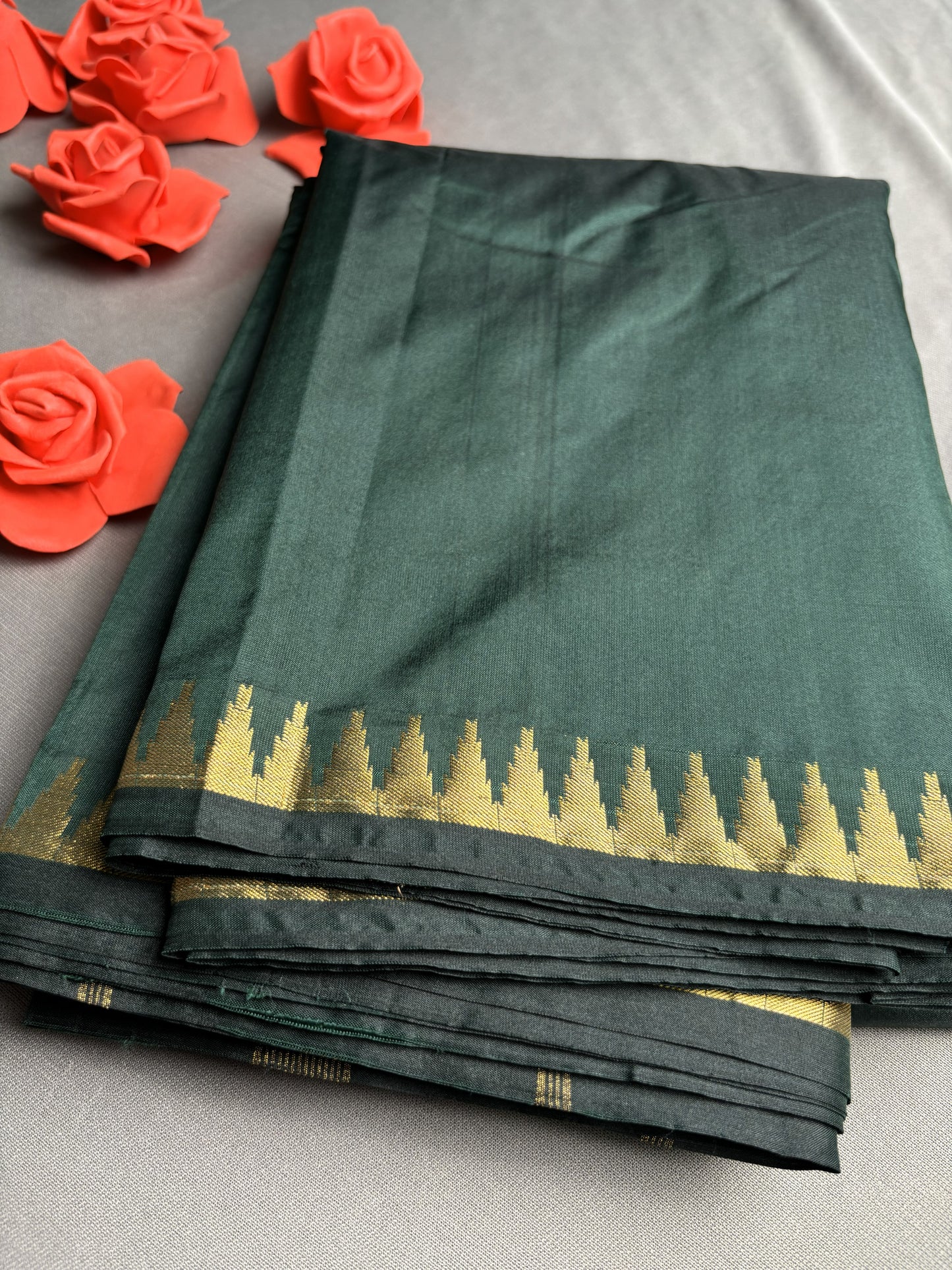 bottle Green Semi Silk Saree